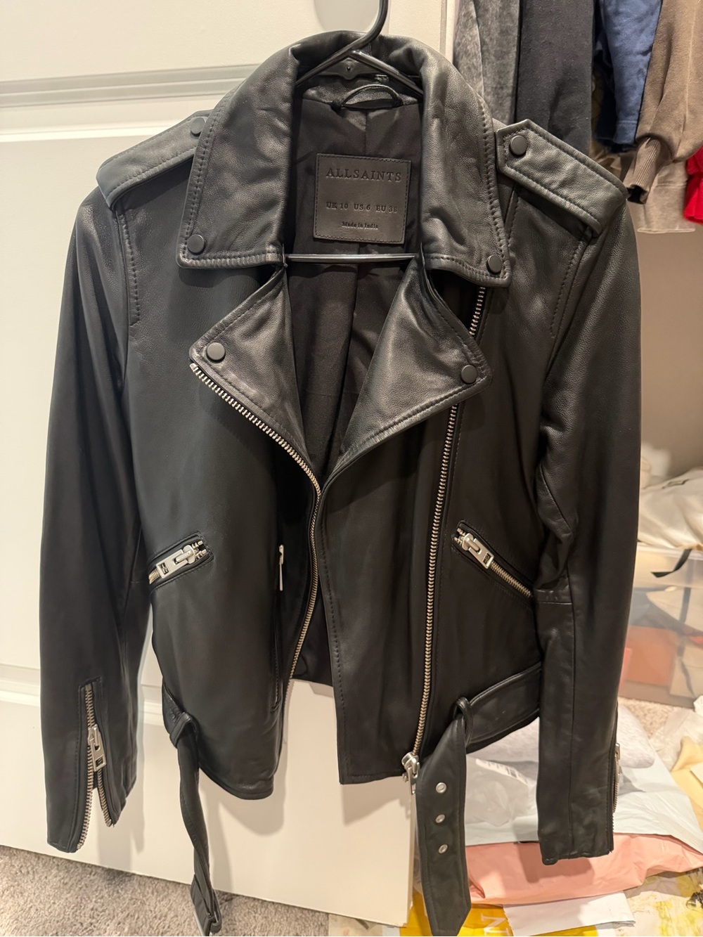 All Saints Black Leather Biker Jacket